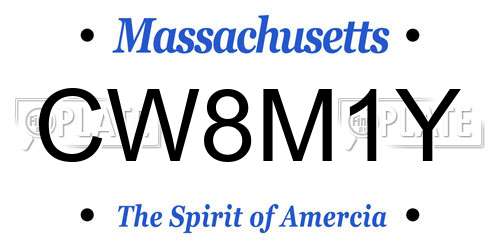CW8M1Y Massachusetts License Plate