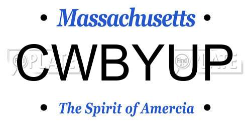 CWBYUP Massachusetts License Plate