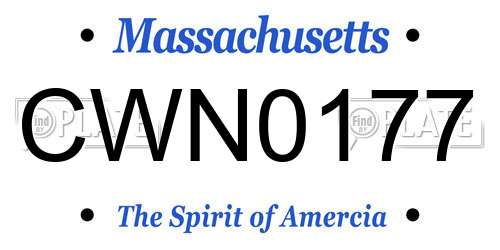 CWN0177 Massachusetts License Plate