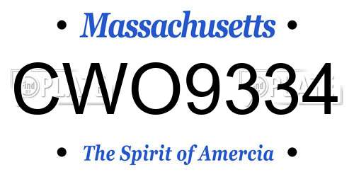 CWO9334 Massachusetts License Plate