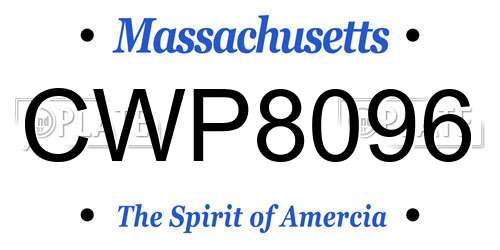 CWP8096 Massachusetts License Plate