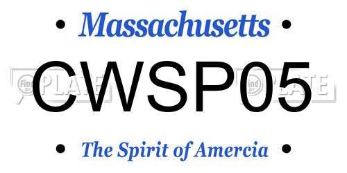 CWSP05 Massachusetts License Plate