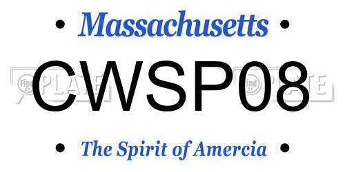 CWSP08 Massachusetts License Plate