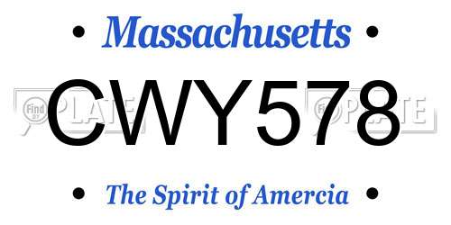 CWY578 Massachusetts License Plate