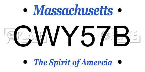 CWY57B Massachusetts License Plate