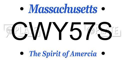 CWY57S Massachusetts License Plate