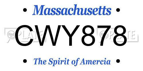 CWY878 Massachusetts License Plate