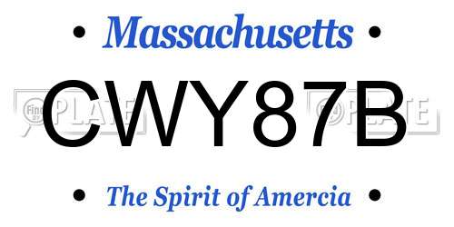 CWY87B Massachusetts License Plate