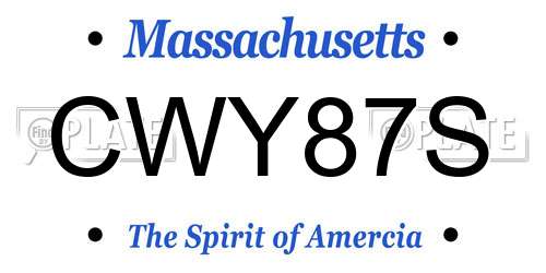 CWY87S Massachusetts License Plate