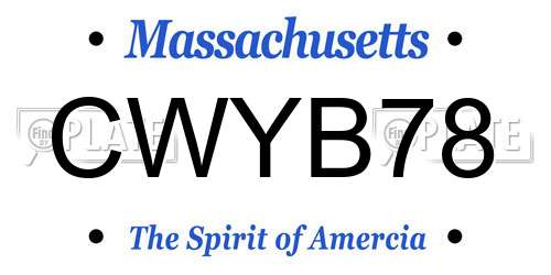 CWYB78 Massachusetts License Plate