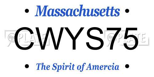 CWYS75 Massachusetts License Plate