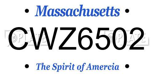 CWZ6502 Massachusetts License Plate