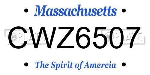 CWZ6507 Massachusetts License Plate
