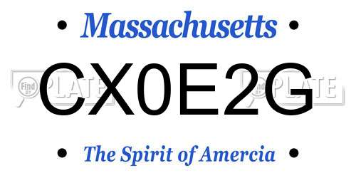 CX0E2G Massachusetts License Plate