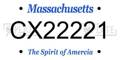 CX22221 Massachusetts License Plate