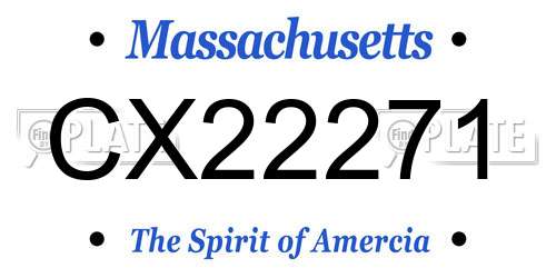 CX22271 Massachusetts License Plate