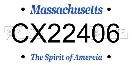 CX22406 Massachusetts License Plate