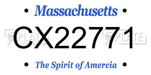 CX22771 Massachusetts License Plate