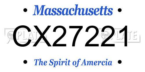 CX27221 Massachusetts License Plate
