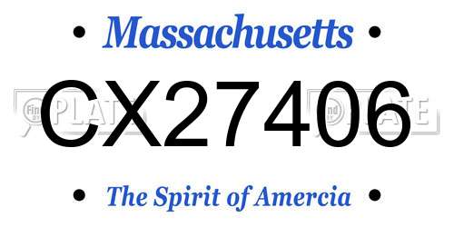 CX27406 Massachusetts License Plate