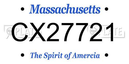 CX27721 Massachusetts License Plate