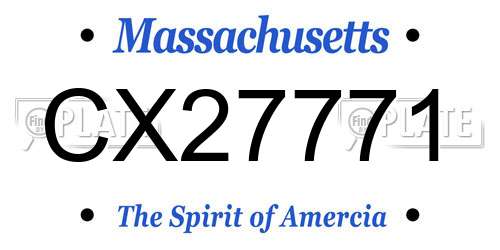 CX27771 Massachusetts License Plate