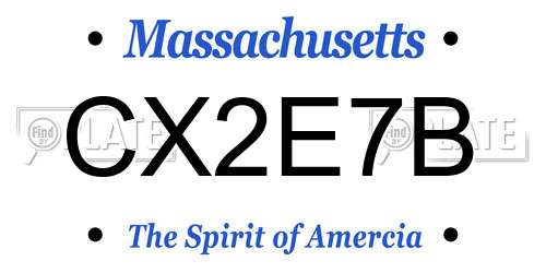 CX2E7B Massachusetts License Plate