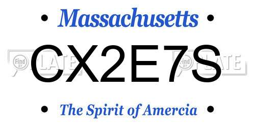 CX2E7S Massachusetts License Plate