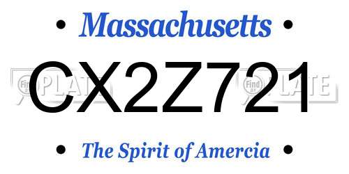 CX2Z721 Massachusetts License Plate