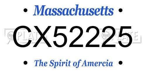 CX52225 Massachusetts License Plate