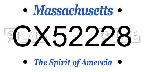CX52228 Massachusetts License Plate