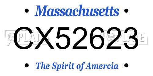 CX52623 Massachusetts License Plate
