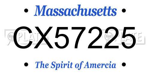 CX57225 Massachusetts License Plate