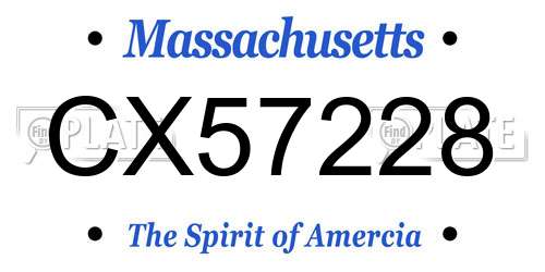 CX57228 Massachusetts License Plate
