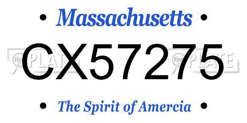 CX57275 Massachusetts License Plate