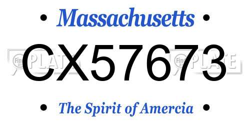CX57673 Massachusetts License Plate