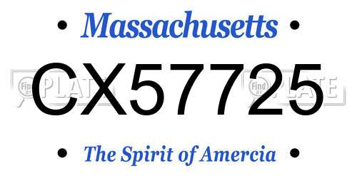 CX57725 Massachusetts License Plate