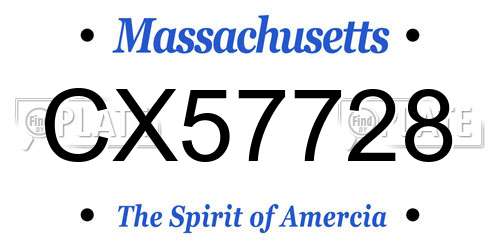 CX57728 Massachusetts License Plate