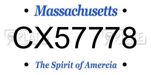 CX57778 Massachusetts License Plate