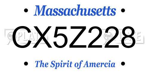 CX5Z228 Massachusetts License Plate