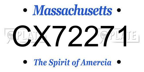 CX72271 Massachusetts License Plate