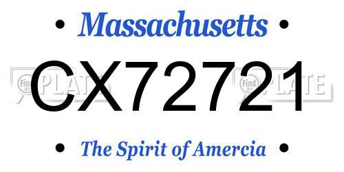 CX72721 Massachusetts License Plate