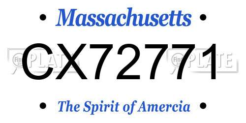 CX72771 Massachusetts License Plate