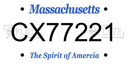 CX77221 Massachusetts License Plate