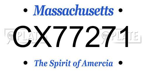 CX77271 Massachusetts License Plate