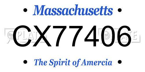 CX77406 Massachusetts License Plate