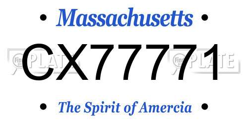 CX77771 Massachusetts License Plate