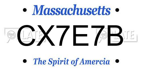 CX7E7B Massachusetts License Plate