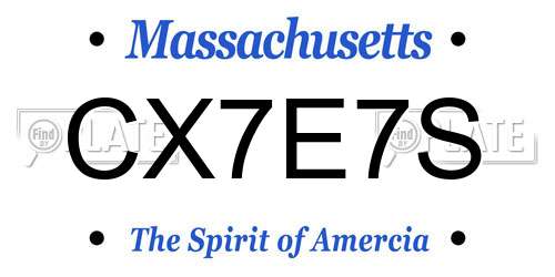 CX7E7S Massachusetts License Plate