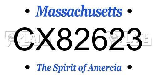 CX82623 Massachusetts License Plate